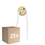 Fordelspakke 25x Universal GU10 Sokkel - Universele GU10 Fitting - Hvid 0.1m - 2 pole 0.5mm2 (Til Noxion)